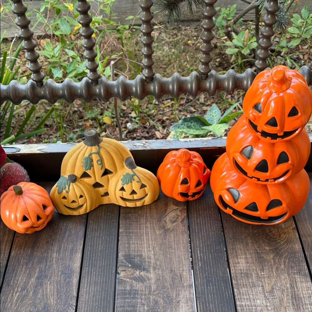 Festive Pumpkin Decor Set - Orange and Yellow